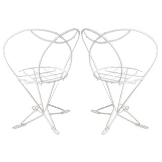 Set of Vintage Heart-Shaped Backrest Garden Chairs in Iron, 1970s For Sale