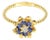 Sapphire Tulip Flower Ring 14k Yellow Gold, Size 5 For Sale