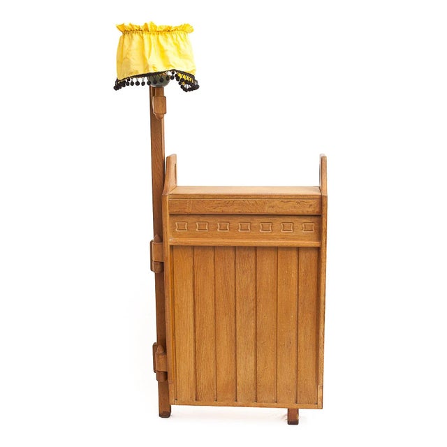 Bar Cabinet with Floor Lamp by Guillerme et Chambron, 1950s For Sale - Image 12 of 13