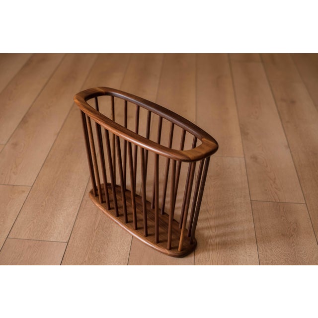 1960s Mid Century Modern Solid Walnut Spindle Magazine Rack Stand by Arthur Umanoff For Sale - Image 5 of 8