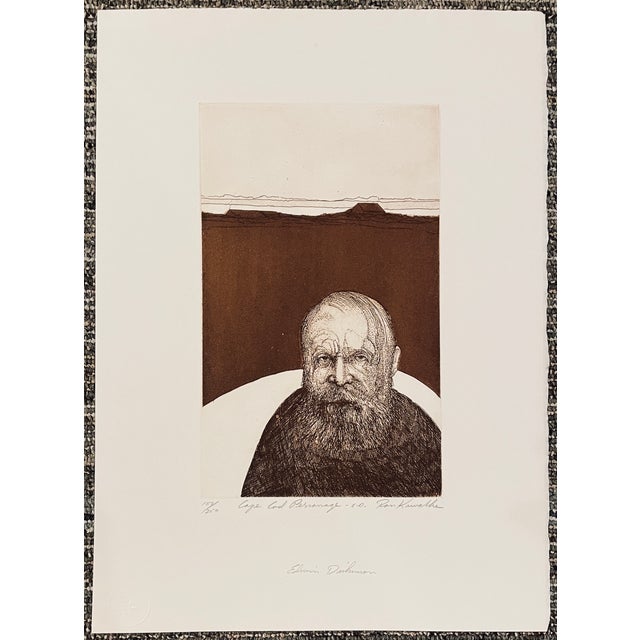 Portraiture 1972 Ronald Kowalke Cape Cod Personage Edwin Dickinson Portrait Etching For Sale - Image 3 of 3