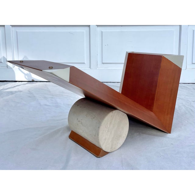 Italian Modern Valentino Coffee Table in Wood and Stone, Attributed to Emanuele Zenere for Cattelan Italia For Sale - Image 11 of 12