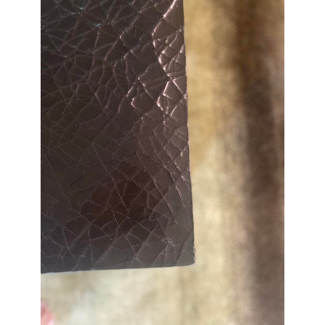 2000 - 2009 Thomas Pheasant for Baker Furniture Black Crackle Lacquer Greek Key Scroll Coffee For Sale - Image 5 of 7