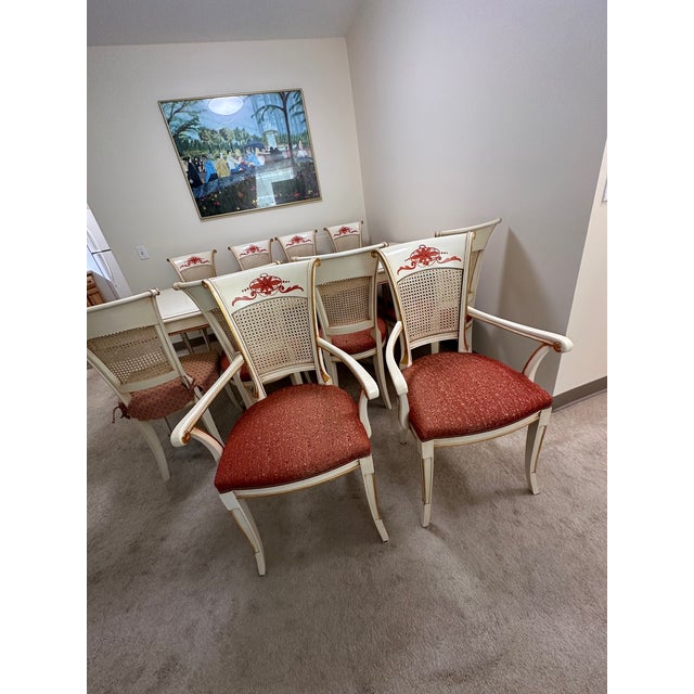 Ivory 100% Made in Italy by Famous Caspani Tino Vintage Arm Chairs Hand Crafted and Painted . For Sale - Image 8 of 9