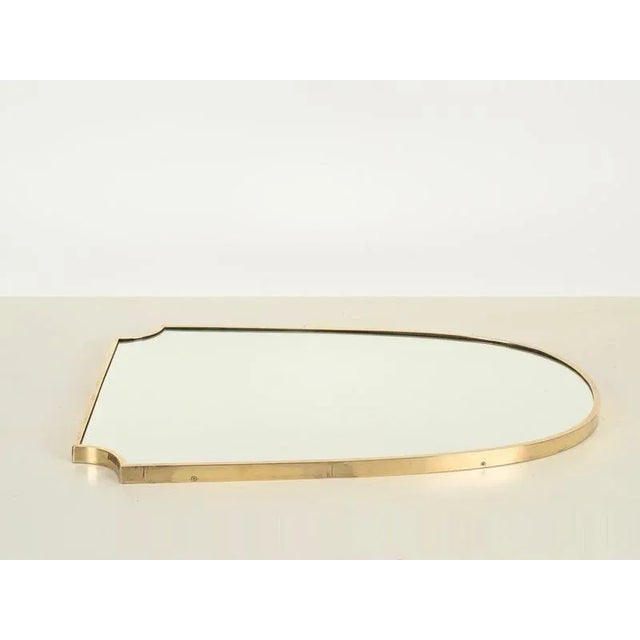 Metal Large Italian Brass Shield-Shaped Mirror by Gio Ponti, 1950s For Sale - Image 7 of 13