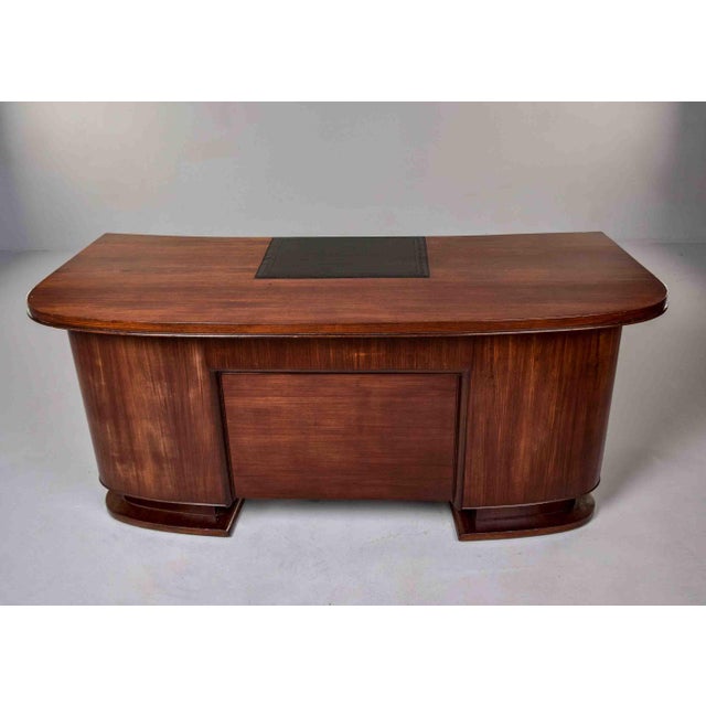 Art Deco French Art Deco Mahogany Executive Desk With Inset Leather Writing Surface, Circa 1930s For Sale - Image 3 of 13