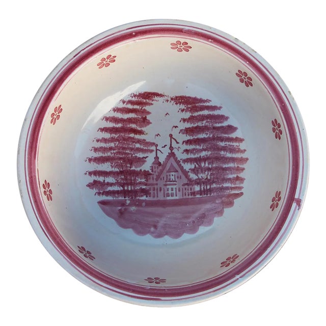 19th Century Portuguese Earthenware Large Fruit Bowl For Sale