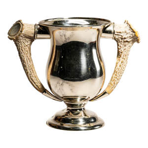 Rustic Double Antler Handle Antique Sterling Silver Trophy Cup
