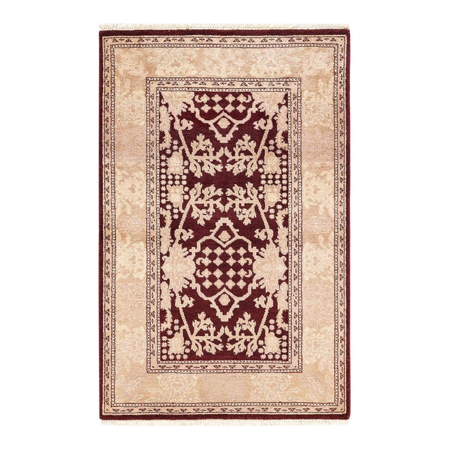 Eclectic, One-of-a-Kind Hand-Knotted Area Rug - Red, 3' 3" x 5' 1" For Sale