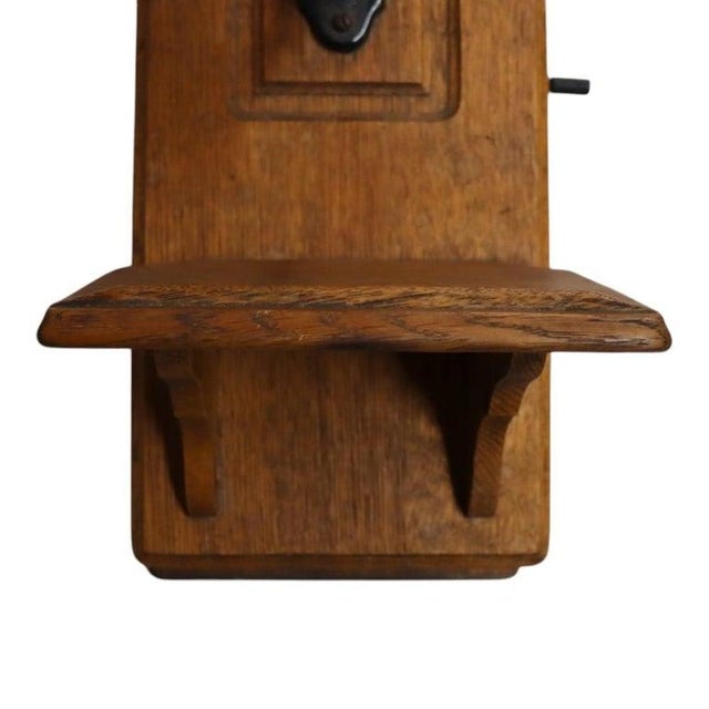 Antique Oak Wall Mount Crank Telephone Unsigned C1910 For Sale - Image 4 of 5