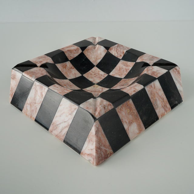 Contemporary Vintage 20th Century Checkerboard Slanted Catchall Ashtray For Sale - Image 3 of 13