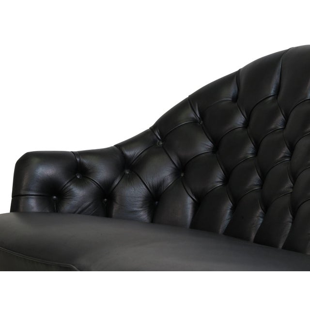 Mid 20th Century Mid 20th Century Sculptural Danish Settee in Black Leather For Sale - Image 5 of 11