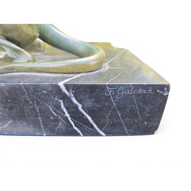 Art Deco Bronze Greyhound Sculpture from F. Galcera, 1920s For Sale - Image 10 of 13