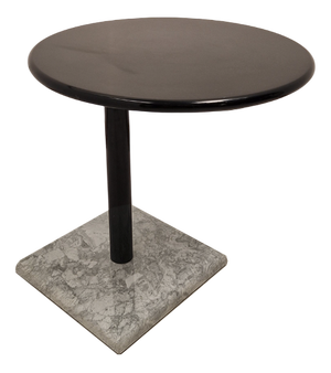 Black Lacquered Wooden Top Swivel Coffee Table with White Marble Base, Iron Stem and Storage, 1960s