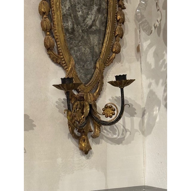 Traditional Pair of 19th C. Italian Giltwood Sconces For Sale - Image 3 of 8
