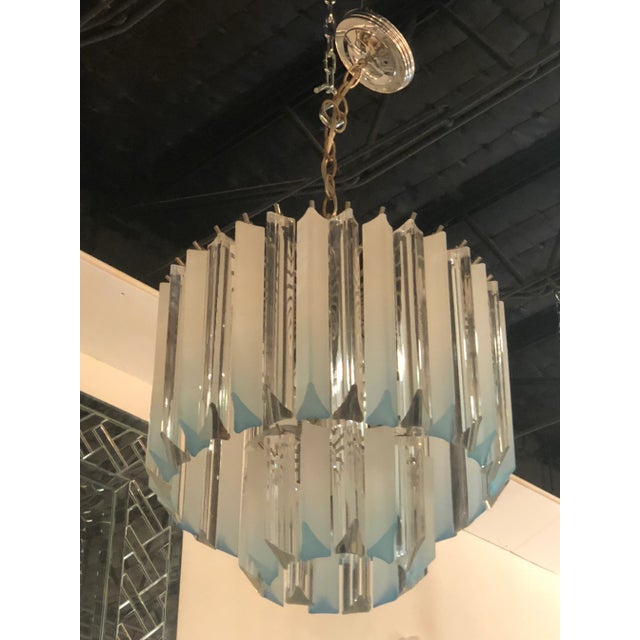 1970s Vintage Hollywood Regency Aqua Blue Lucite Chandelier For Sale - Image 5 of 11