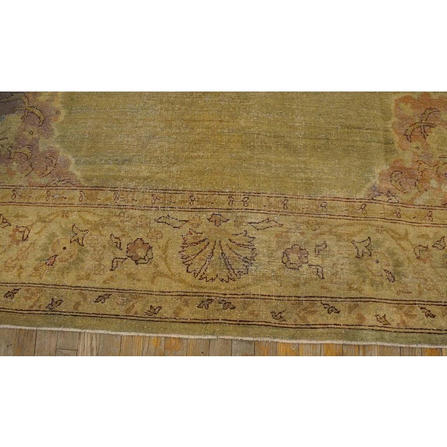 1900s Ligth Green Medallion Antique N. Indian Amritsar Carpet 9'2" X 11'8" Knotted Wool Rug For Sale - Image 10 of 12