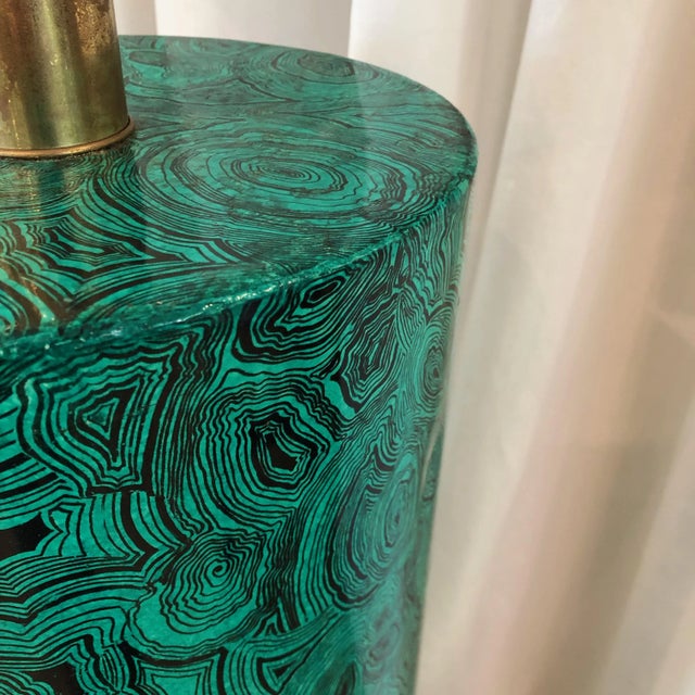 Italian Faux Malachite Floor Lamp in the Style of Piero Fornasetti For Sale In New York - Image 6 of 9