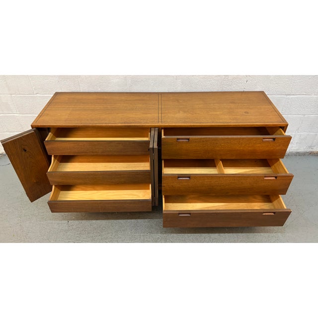 Mid-Century Early American of Martinsville Long Walnut Dresser For Sale - Image 10 of 17