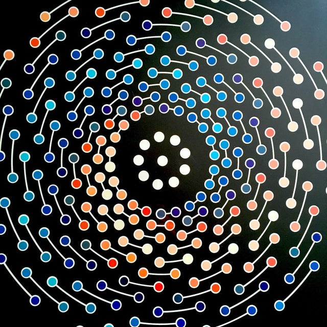 1970s John Willenbecher Vintage 1970 Mid Century Modern Framed Op Art Lithograph Print " Spectral " 1968 For Sale - Image 5 of 13