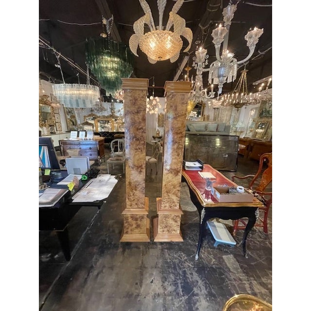 Pair of Italian Burl Walnut Columns For Sale In Dallas - Image 6 of 9