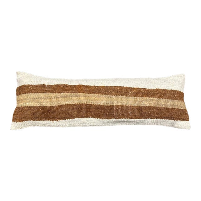 Turkish Hemp Pillow Cushion Natural Beige Brown Cushion Cover 14"x40" For Sale