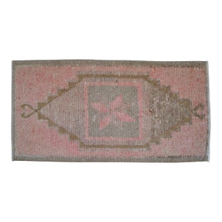 1970s Vintage Hand Knotted Small Rug Entry Decor Doormat For Sale