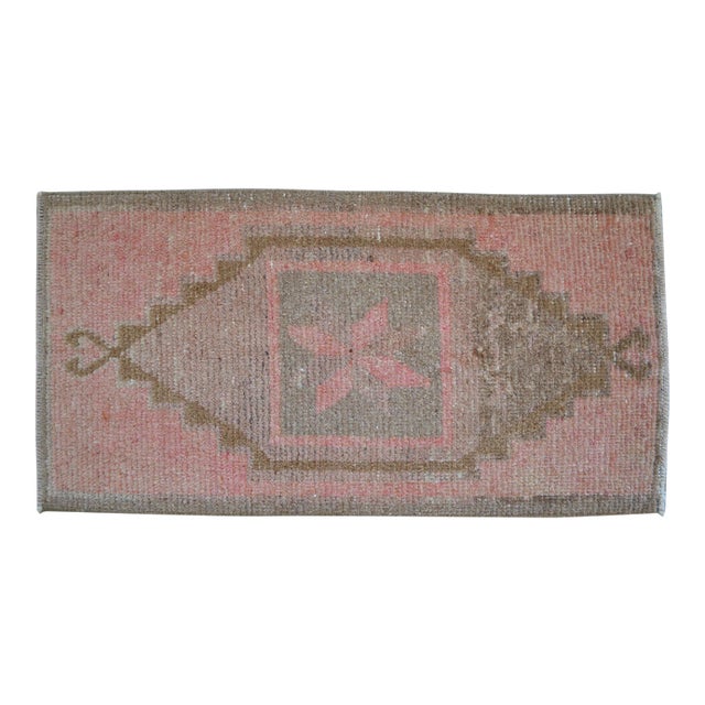 1970s Vintage Hand Knotted Small Rug Entry Decor Doormat For Sale
