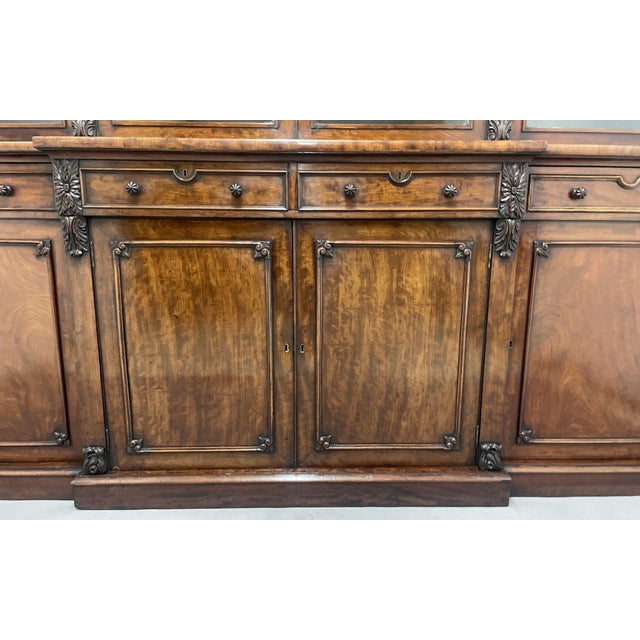 Brown Mahogany Breakfront Display Bookcase, 1840 For Sale - Image 8 of 10