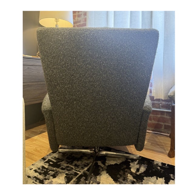Mid-Century Modern Grey Swivel & Reclining Chair & Ottoman For Sale - Image 3 of 4