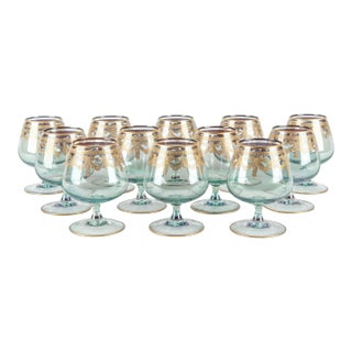 20th Century Murano Crystal Brandy / Snifter Set 12 Pieces For Sale