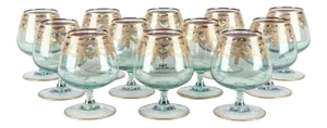 Vintage Murano Crystal Brandy / Snifter Set 12 Pieces