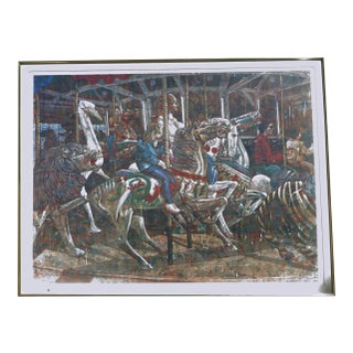 1970s Raymond Howell Large Chromolithograph, Carousel For Sale