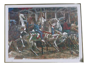 1970s Raymond Howell Large Chromolithograph, Carousel