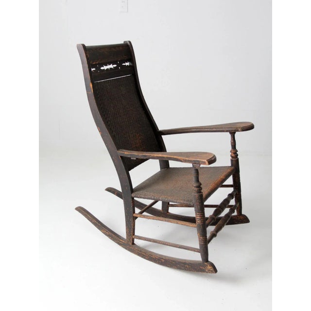 Brown Antique American Rustic Rocking Chair For Sale - Image 8 of 13