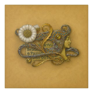 Atelier Aria Lumae Eugene Grasset Art Nouveau Gold Beaded Brooch Jewelry Study Fine Art Gallery Board Print 16 X 16 For Sale