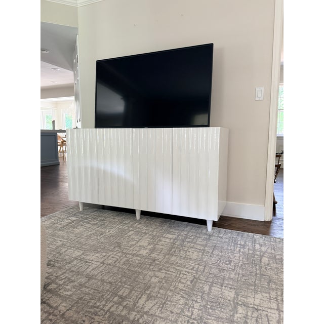 Wood Odette Cabinet From Worlds Away in White Lacquer For Sale - Image 7 of 8