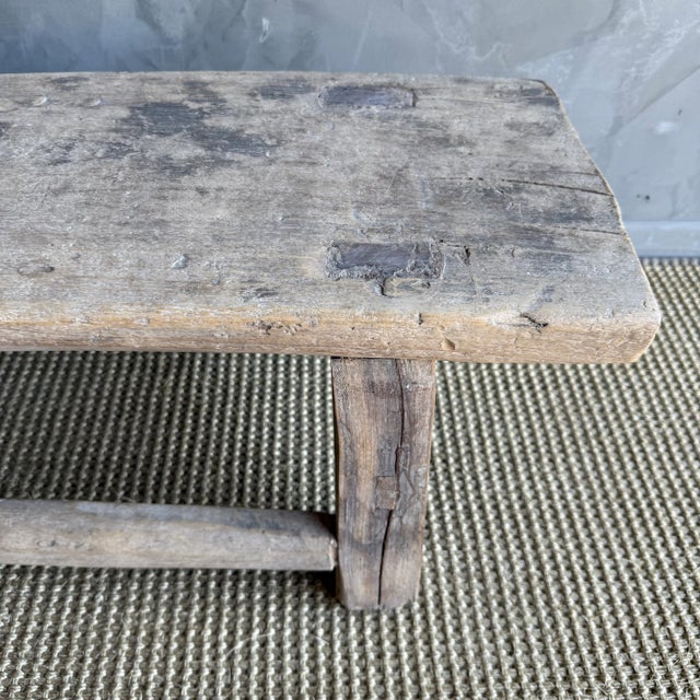 Late 20th Century Reclaimed Elm Wood Low Bench 66" For Sale In Los Angeles - Image 6 of 14