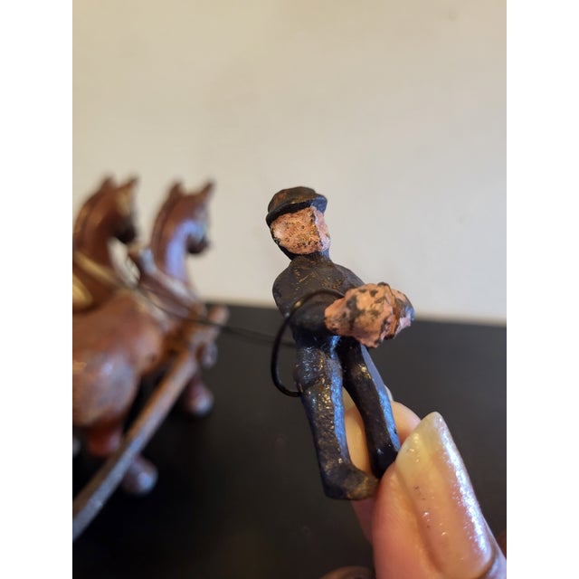 Metal Antique Cast Iron Horse Drawn Carriage Cart Early 1900s For Sale - Image 7 of 16