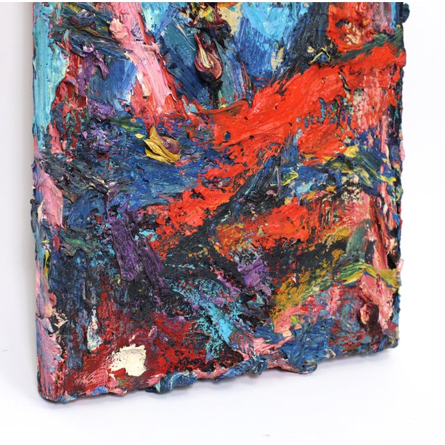 Heavy Impasto Modernist Colorful Oil Painting For Sale - Image 4 of 6