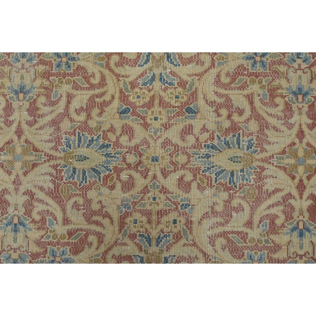 Kerman Rug 5’6” X 8’6” Red Wool Vintage Distressed Hand-Knotted Carpet For Sale - Image 9 of 14