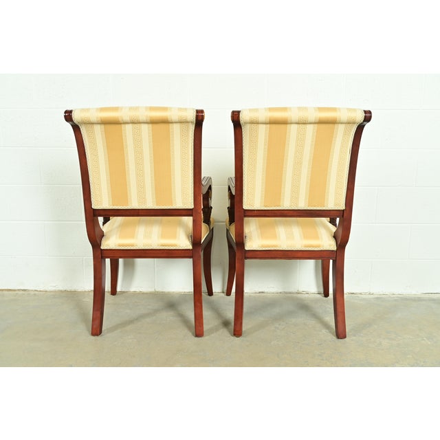 Baker Furniture Style Regency Carved Mahogany Armchairs, Pair For Sale - Image 11 of 13