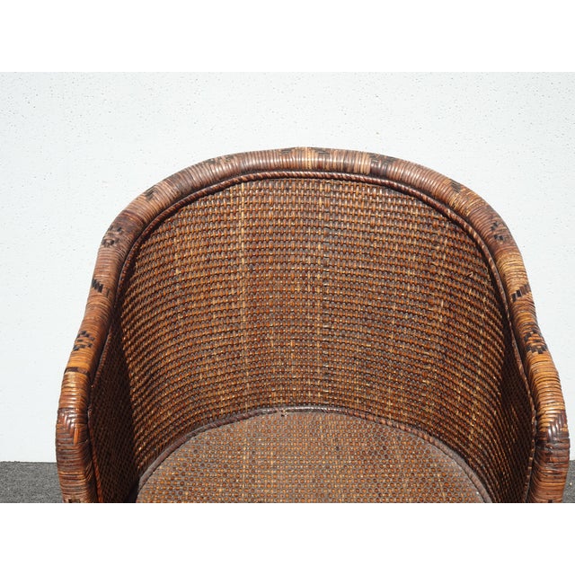Share Vintage Mid Century Wicker Barrel Back Side Chair For Sale In Los Angeles - Image 6 of 14
