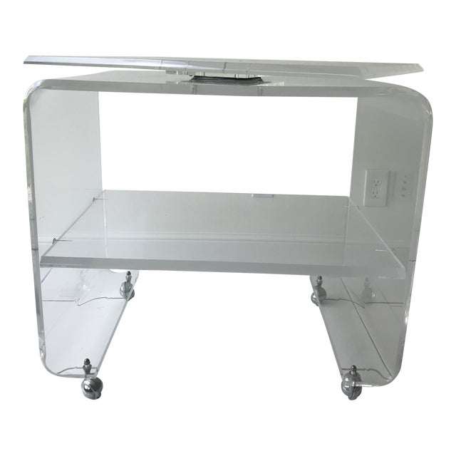 1980s Modern Heavy Lucite Swivel Tv Stand Chairish