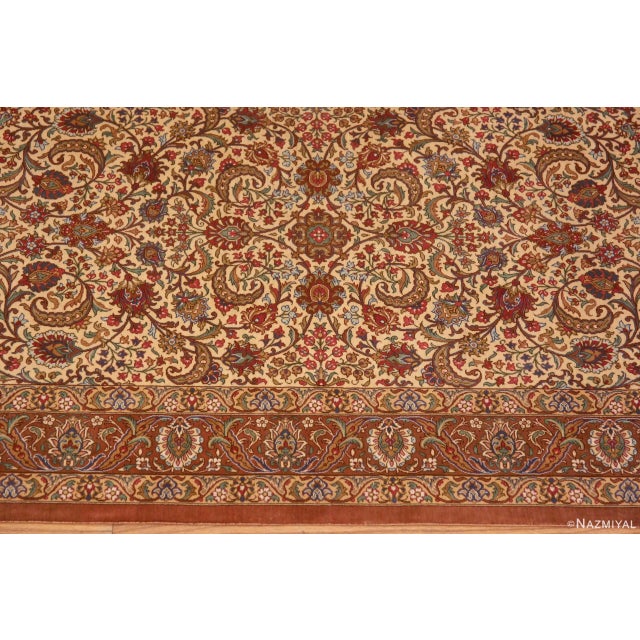 1930s Nazmiyal Collection Floral Vintage Persian Qum Silk Runner Rug For Sale - Image 5 of 6