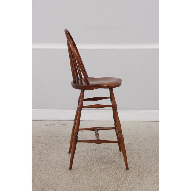 1990s Pair Robert Bergelin Windsor Style Cherry Counter Chairs For Sale - Image 5 of 16