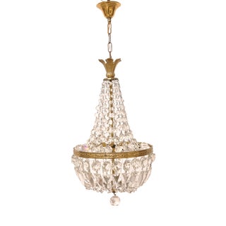 Early 20th Century Empire Crystal Hot Air Balloon Chandelier, 1890s For Sale