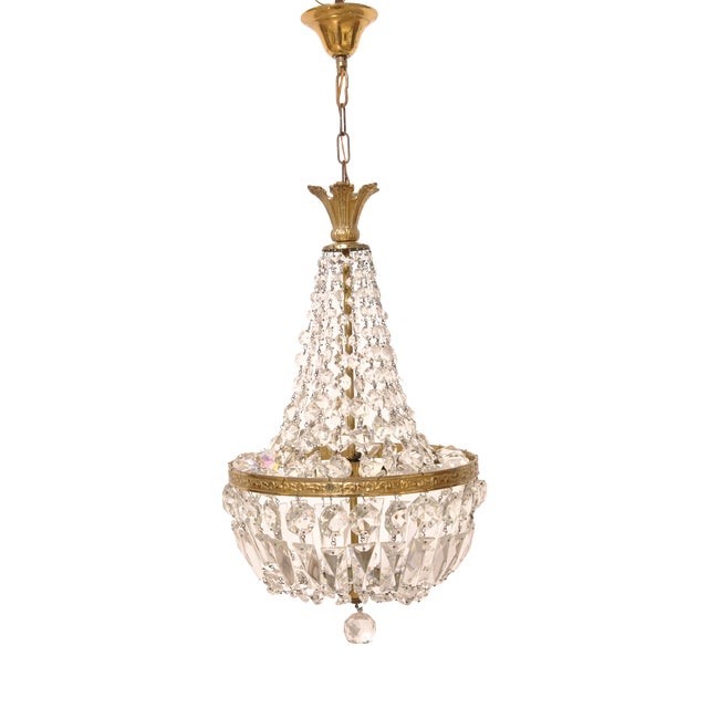 Early 20th Century Empire Crystal Hot Air Balloon Chandelier, 1890s For Sale