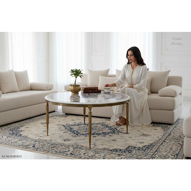 2000 - 2009 Marble Table with Brass Frame For Sale - Image 5 of 16
