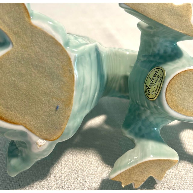 Ceramic MCM Porcelain Celadon Andrea by Sadek Dragon Figurine For Sale - Image 7 of 7